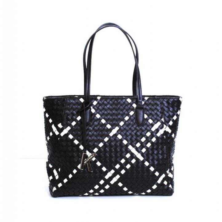 BOLSO MARTINA K TRENZADO BICOLOR BRAIDED NEGRO/BLANCO