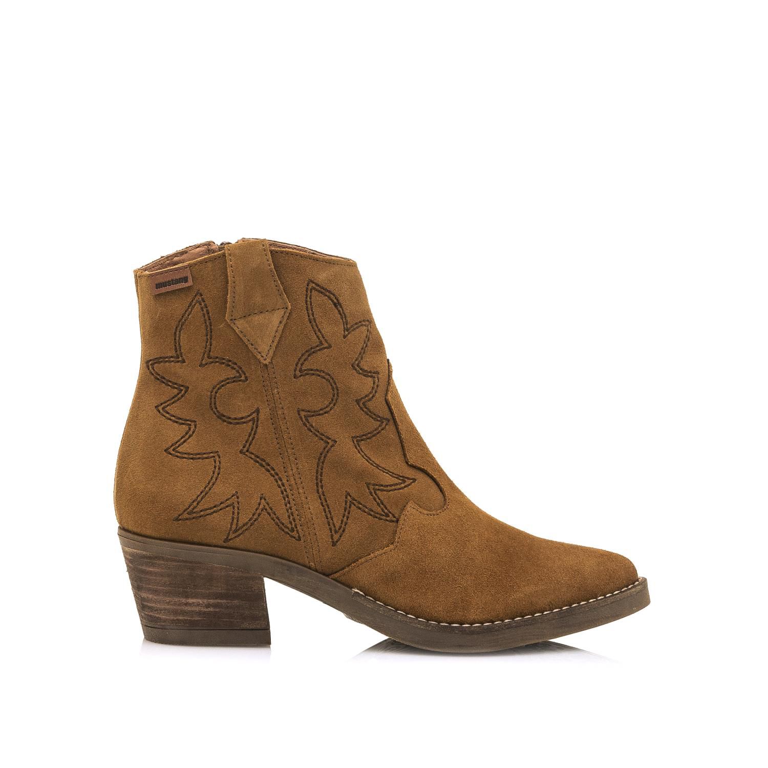 BOTÍN COWBOY MUSTANG SERRAJE CUERO | Mayka Moda tienda online