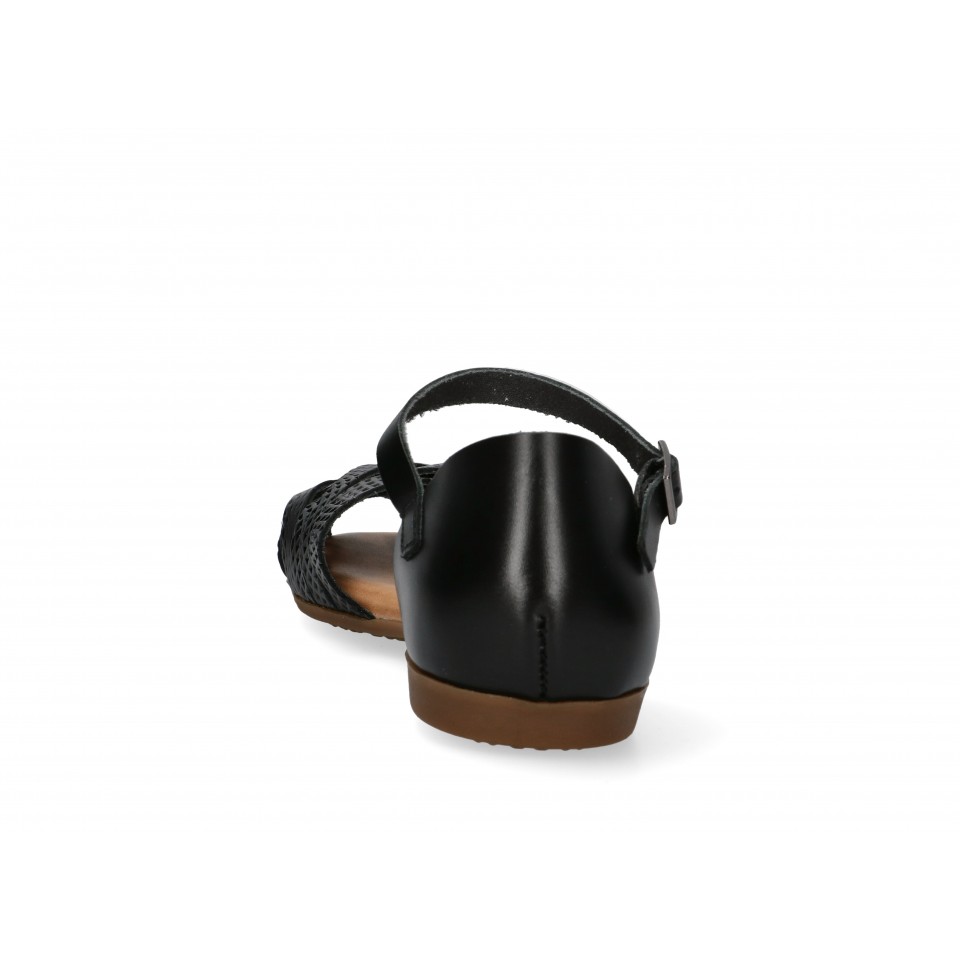 SANDALIA PLANA PORRONET NEGRA | Mayka Moda tienda online