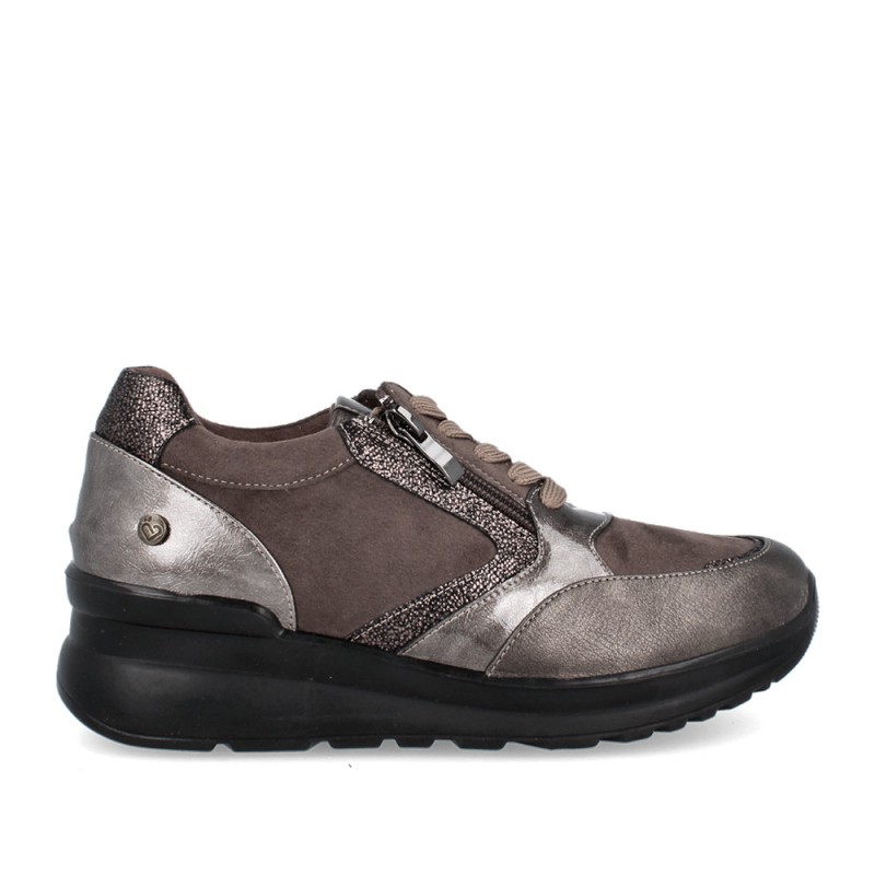 ZAPATO CORDON CON CREMALLERA AMARPIES TAUPE