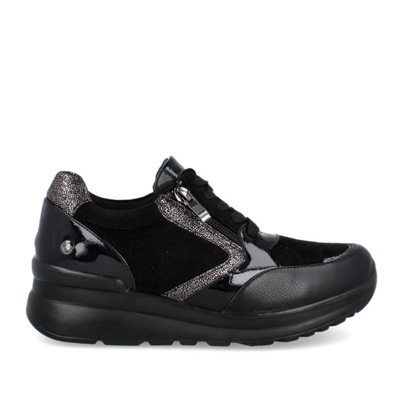 ZAPATO CORDON CON CREMALLERA AMARPIES NEGRO