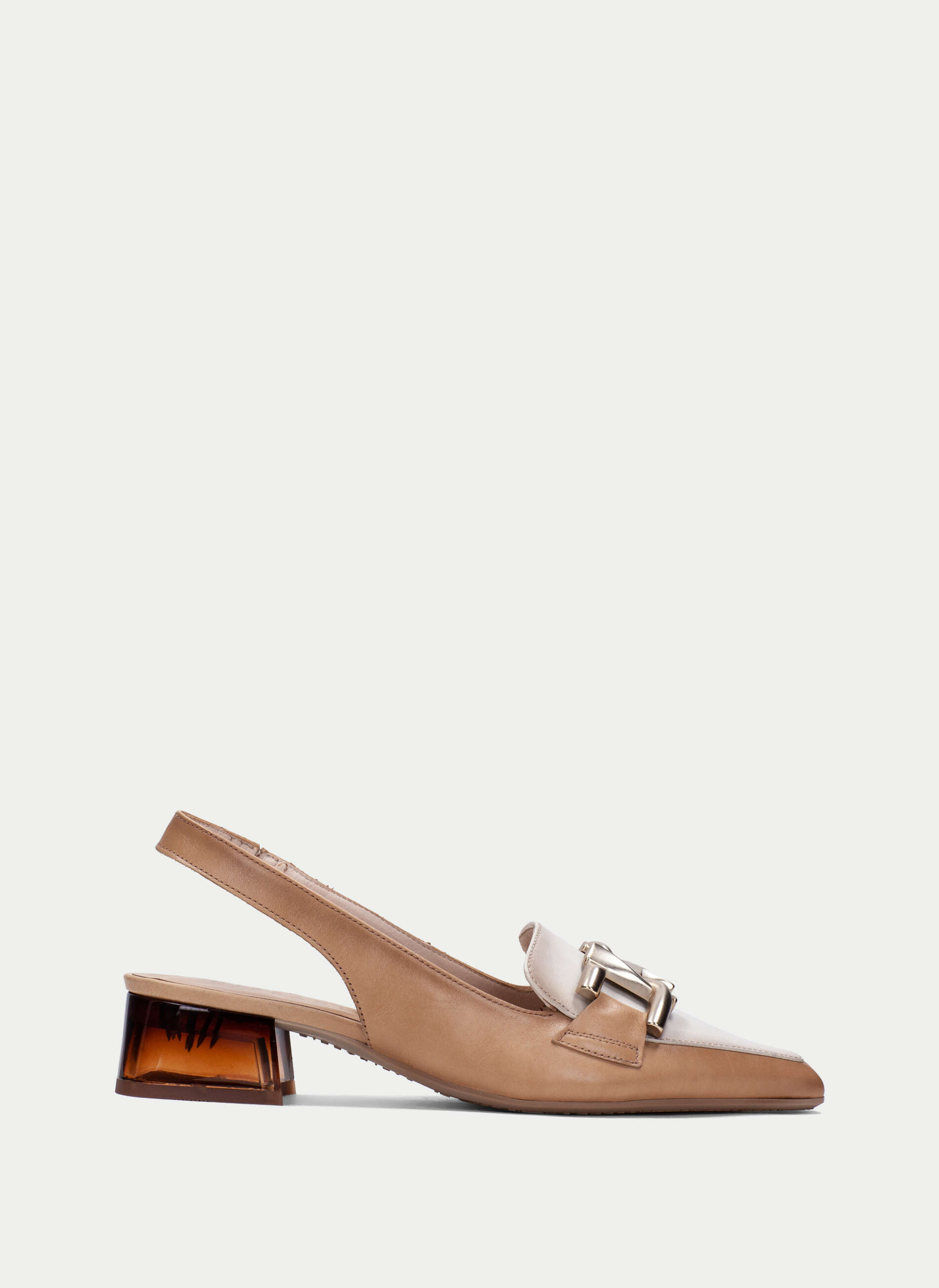 ZAPATO DESTALONADO TACON HISPANITAS CAMEL/MARFIL