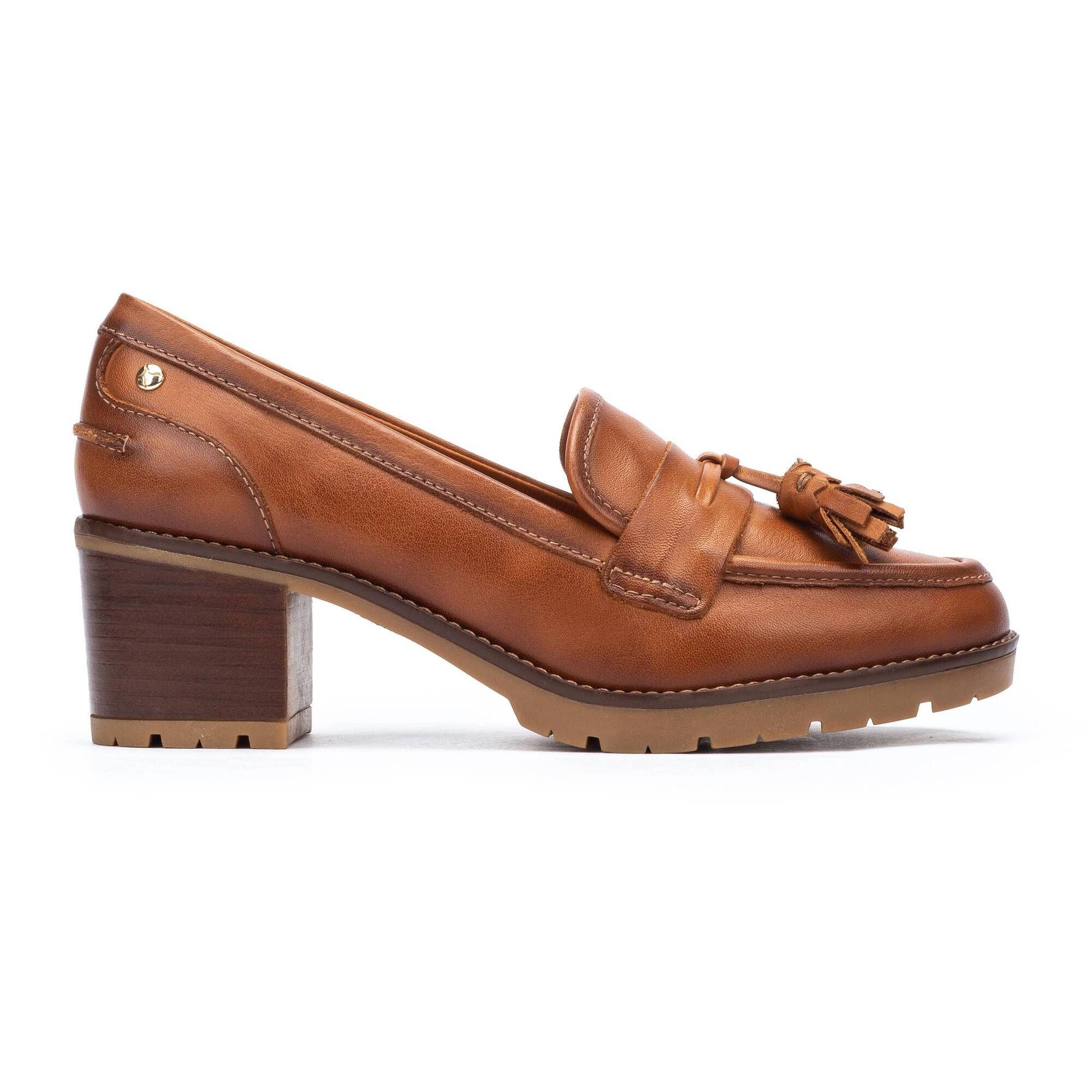 MOCASIN CON BORLAS DE TACON MEDIO LLANES BRANDY