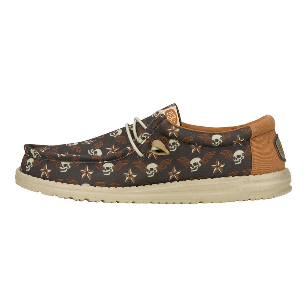 ZAPATILLA WALLY STARS N SKULLS PRINT HEYDUDE NEGRO