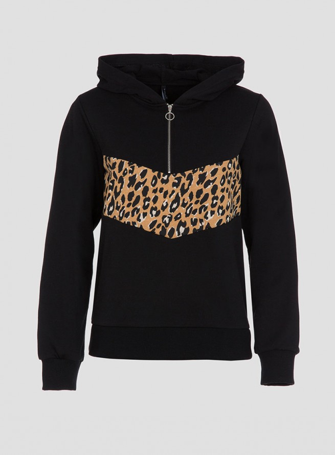 Producto SUDADERA TIFFOSI BEATRIZ NEGRA/LEOPARDO CON CAPUCHA