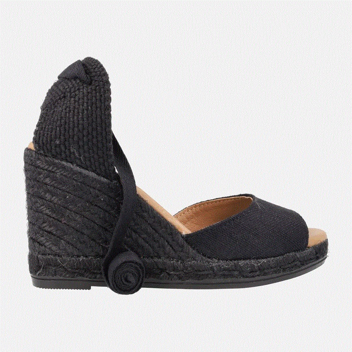 Producto ALPARGATA DESPUNTADA CON CITAS  VIGUERA LINO NEGRO