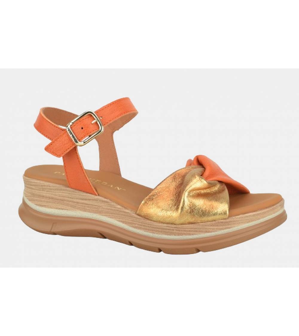 Producto SANDALIA CUÑA PAULA URBAN ORO/NARANJA
