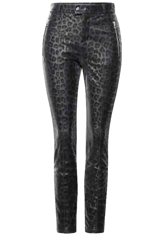 Producto PANTALON STREET ONE STYLE YORK HW NEGRO SATINADO LEOPARDO